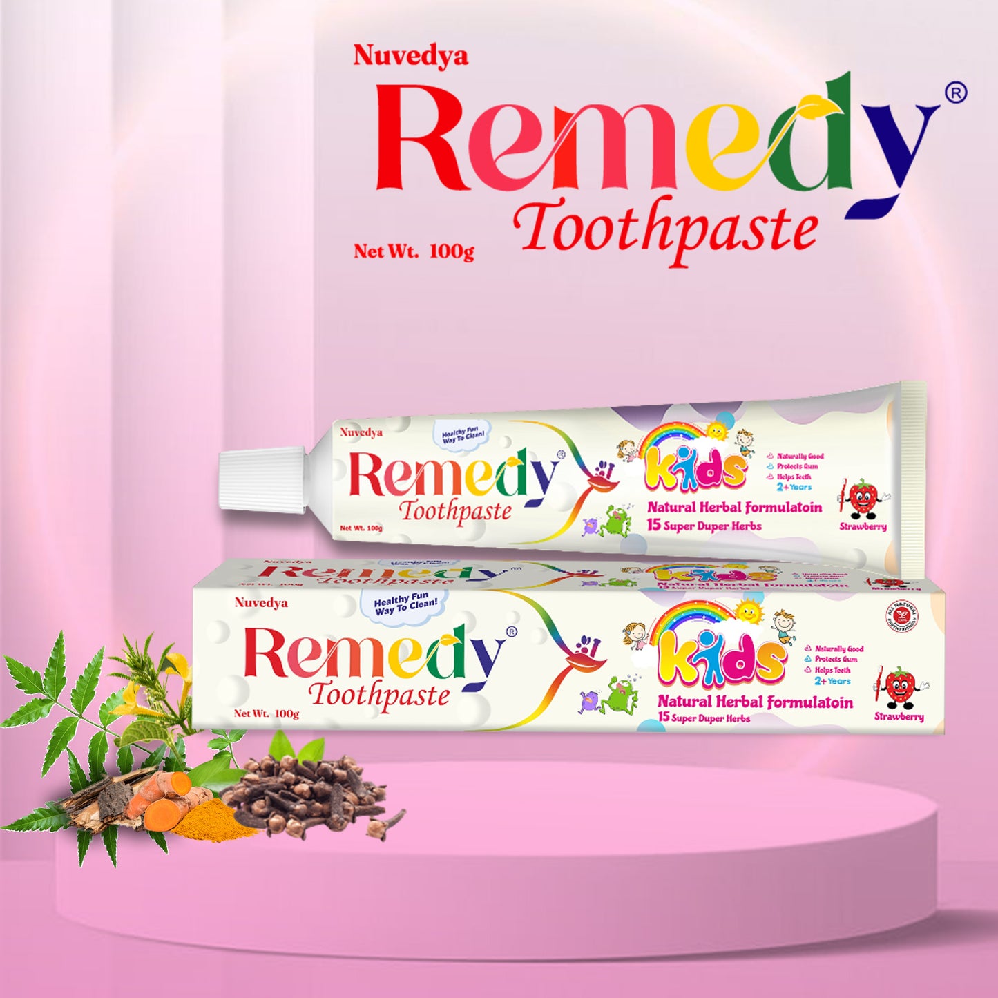 Remedy Toothpaste  Kids Strawberry Flavor 100 gm