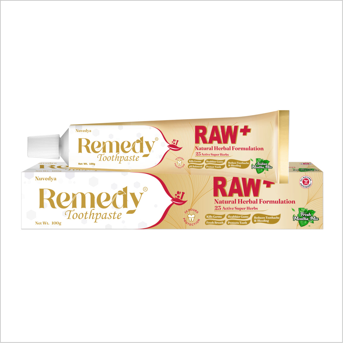 Remedy Toothpaste Raw Plus Fresh Mentha Mix Flavor 100gm