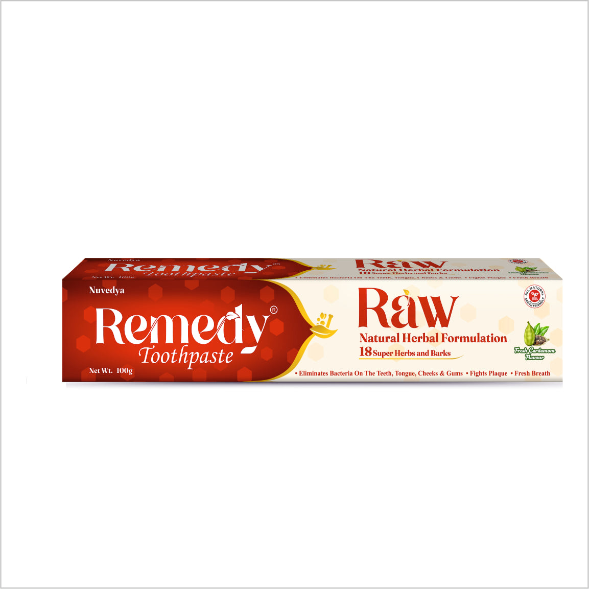 Remedy Toothpaste Raw Fresh Cardamom Flavor 100gm