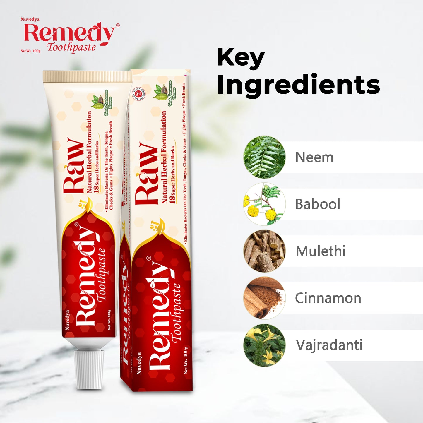 Remedy Toothpaste Raw Fresh Cardamom Flavor 100gm